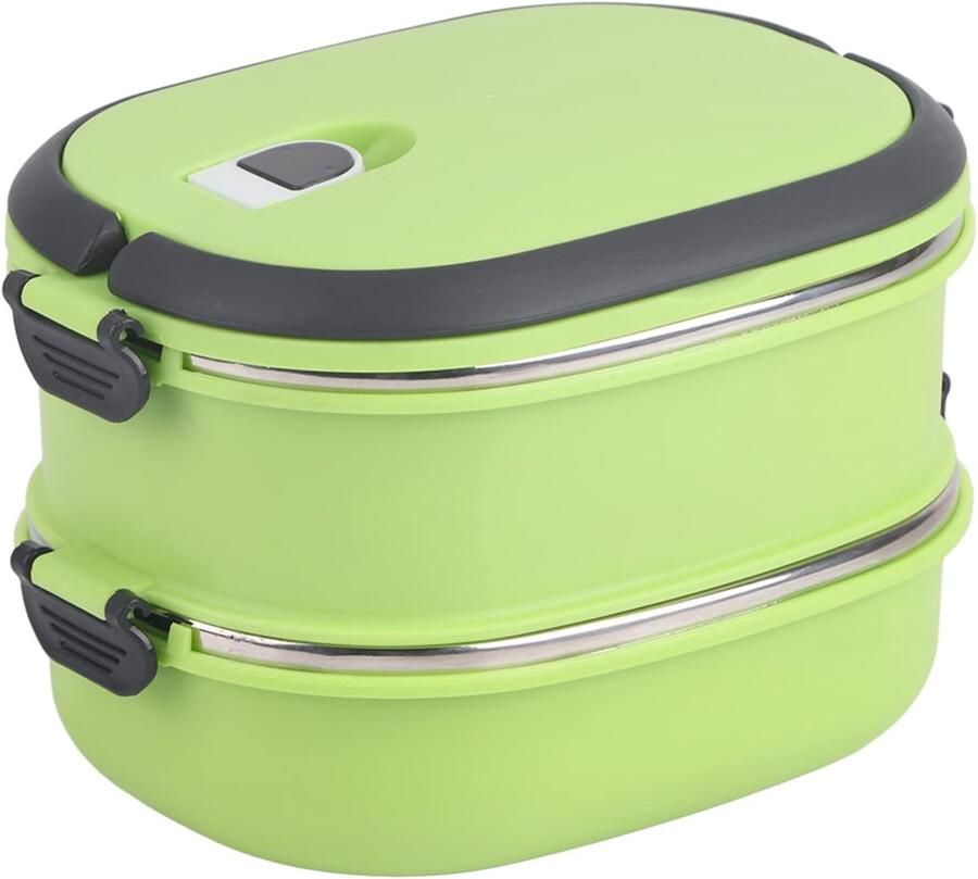 Thermos Lunchbox Broodtrommel Stapelbaar Warme Maaltijden Meenemen Roestvrij Staal Binnenkant 1800 ml Groen