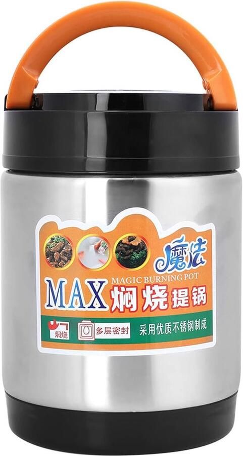 Thermos Lunchbox Voedselcontainer Warme Maaltijden Meenemen Drielaags Isolatie 1800ml Zilver