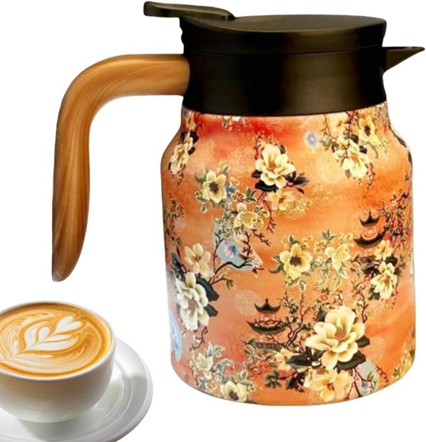 Thermoskan Drankdispenser Karaf Waterkoker Dranken Warm Houden Met Thee Infuser 1 Liter Oranje