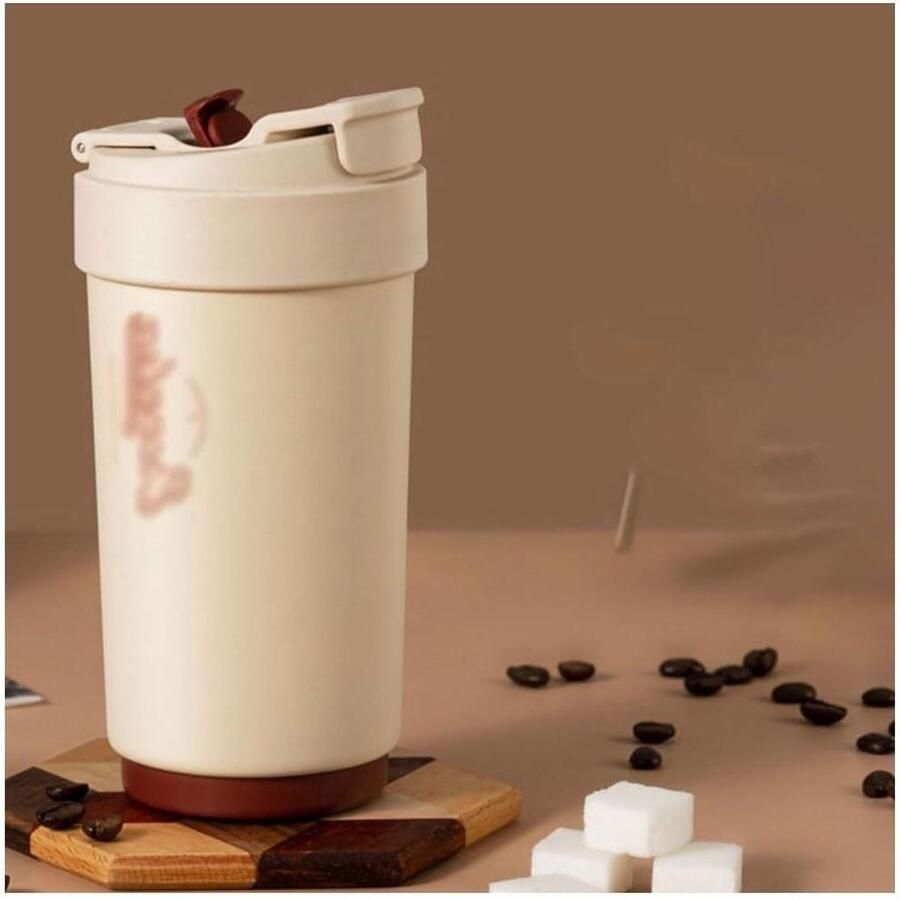 Thermoskan Waterkoker Reisbeker Thermos Warme Dranken Meenemen Ergonomisch Handvat 450 ml Wit