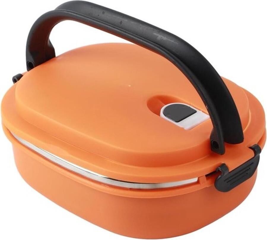 Thermoslunchbox Bento-voedselcontainer Warme maaltijden meenemen Lekdicht met clipsluiting 800 ml Oranje