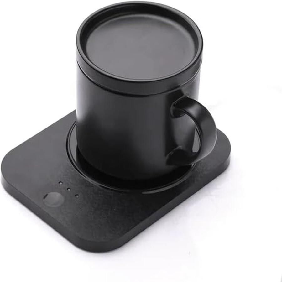 Thermostaatgestuurde Koffieonderzetter (Zwart) 11 8 oz Capaciteit 131 Fahrenheit Houdt Warm Automatische Voeding Draadloze Telefoonoplader Koffiewarmer Thuis Keuken Gadget Drankwarmer Ochtendkoffie Handig Gebruik