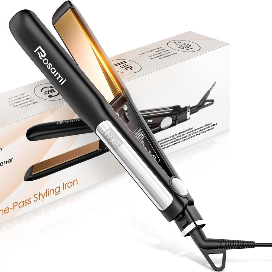 Thijox 2-in-1 Titanium Stijltang Ionisch Ultra Glans Snel Opwarmen (20s) LCD-Display voor Glad Haar Krullen en Perfecte Golven