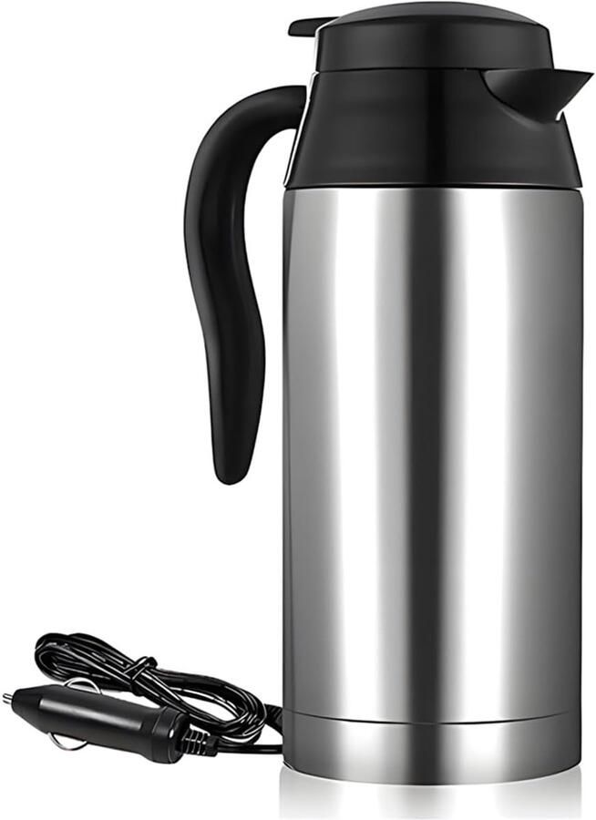 Thijox 24V Reis Auto Waterkoker 750Ml Roestvrijstalen Elektrische Waterkoker voor Camping Truck Pickup en RV Ideaal voor Thee Koffie en Baby