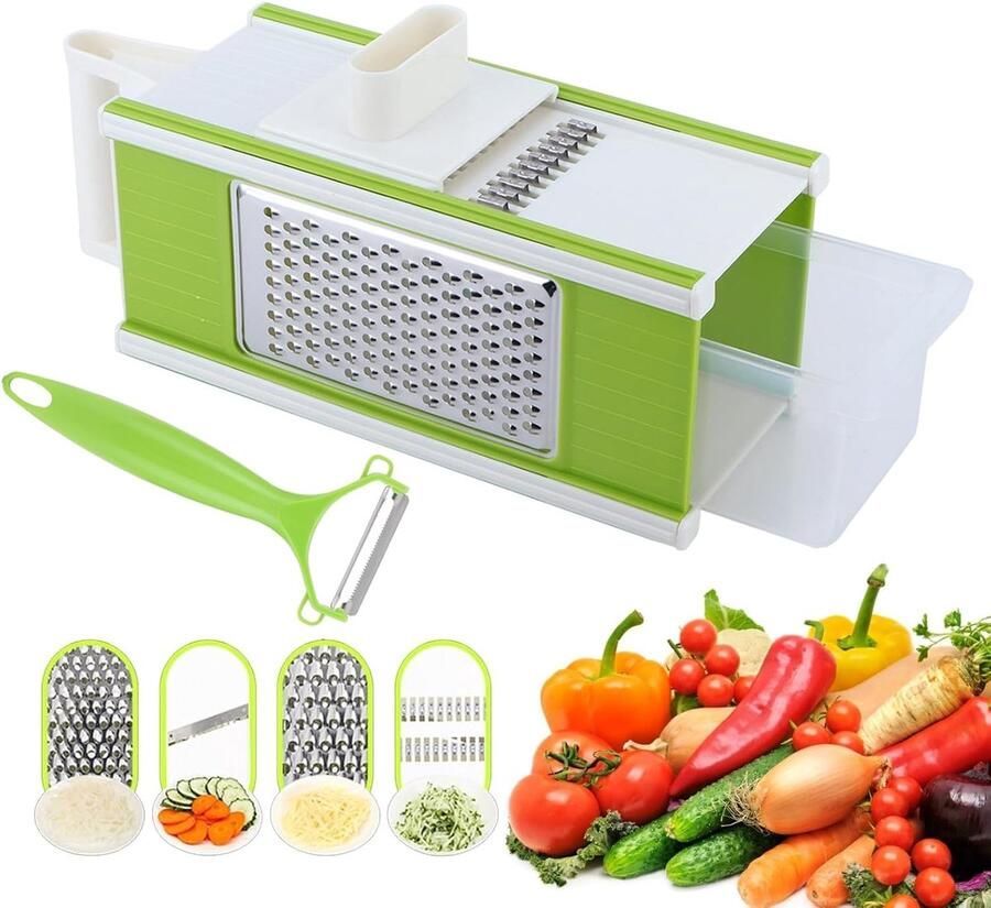 Thijox 5 In 1 Groentesnijder Handmatige Groentensnijder Multifunctionele Snijmachine Voor Groenten Voedselveilige Keuken Gadget Eenvoudig Schoon