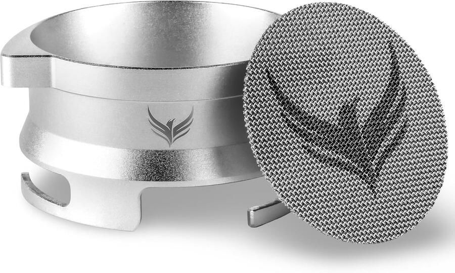 Thijox 54mm Doseertrechter & Espresso Puck Screen Set Magnetische Portafilter Trechter voor Espresso Zilver Type B Voor Breville Barista Expre