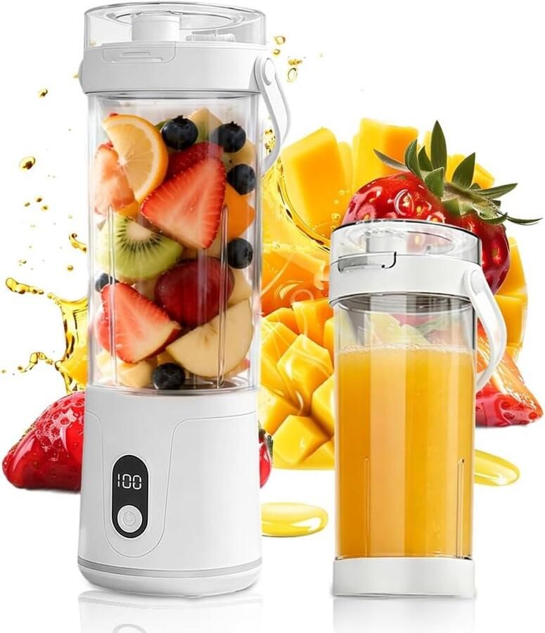 Thijox 600 ml Draagbare Mixer Smoothie Maker To Go Mini-Mixer met 12 Roestvrijstalen Messen Oplaadbare Blender voor Shakes en Smoothies Perf