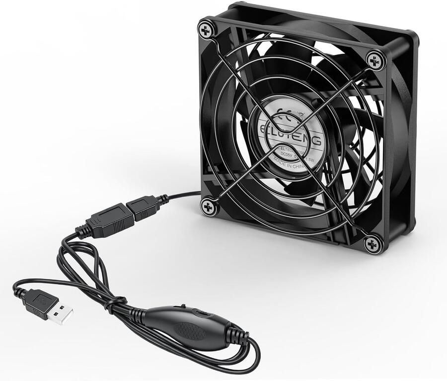 Thijox 80 mm USB Koelventilator met Variabele Snelheidsregeling 2000-4000 tpm Stille PC Ventilator met Hydraulisch Lager 7 Bladen Metalen Grill