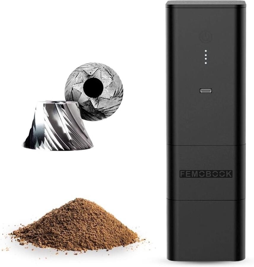 Thijox A2 Zwarte Draadloze Elektrische Koffiemolen USB-oplaadbare Koffiemolen met Magnetische Opvangbeker voor Thuis Reizen en Kamperen