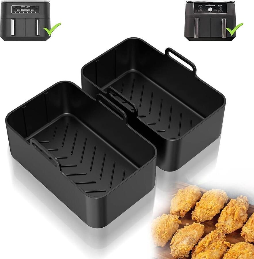 Thijox Accessoires voor Air Fryer Siliconen Vormen 2 Stuks voor Ninja Foodi AF400EU AF300EU 9 5L Verbeterde Luchtcirculatie Keuken Essentials