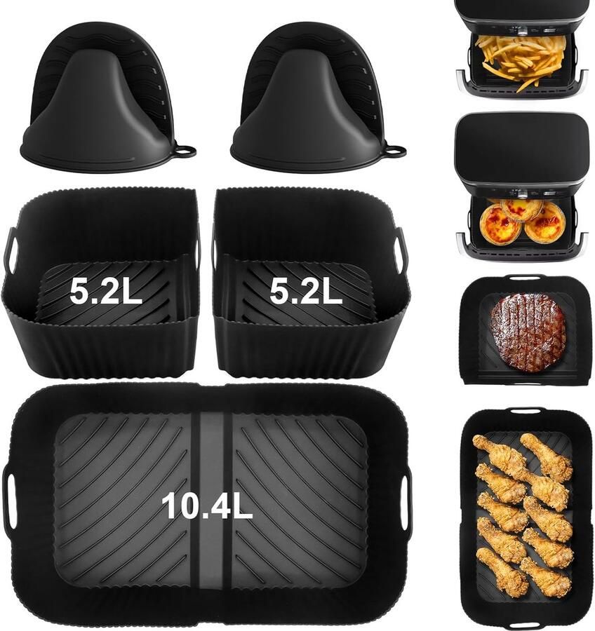 Thijox Accessoires voor Ninja Airfryer 10.4L AF500EU Herbruikbare Siliconen Bakvorm en Inzetstukken Ideaal voor Koken Bakken Feest en Keuken