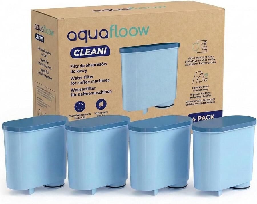 Thijox AquaFloow Waterfilter voor Koffiemachine Vervangingsonderdeel voor Automatische Koffiezetters Vermindert Kalk 4 Stuks Geschikt voor Diver