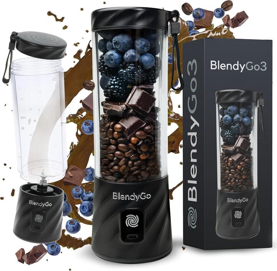 Thijox Blender BlendyGo 3 Draagbare Mixer USB-C Opladen IPX7 Waterdicht 550 ml Smoothiemaker met PulseMotion & BlendPro Technologie Zwart voor G