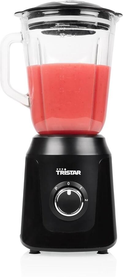SnelShoppen Blender met glazen kan 1L 2 snelheden pulsfunctie voor ijs vaatwasserbestendig zwart 350W Smoothie Maker voor keuken en feest