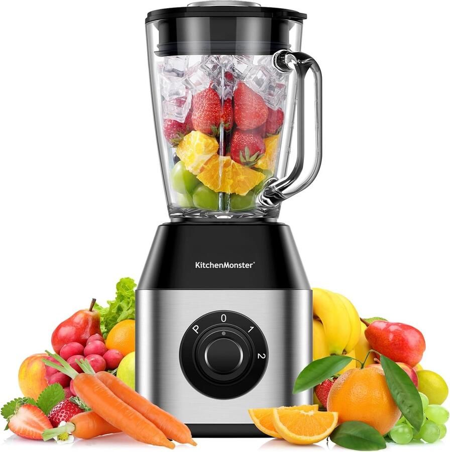 Thijox Blender Pro 1200 Watt Smoothie Maker 1.5 Liter met 3 standen Ideaal voor Gezonde Smoothies Soepen en Sappen in de Keuken
