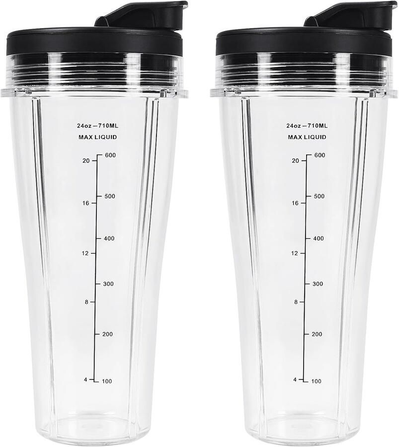 Thijox Blender Reserveonderdelen 710 ml voor Ninja Blender 2 Stuks Helder Perfecte Vervangingen voor Blender Cups Ideaal voor Keuken en Smoothies