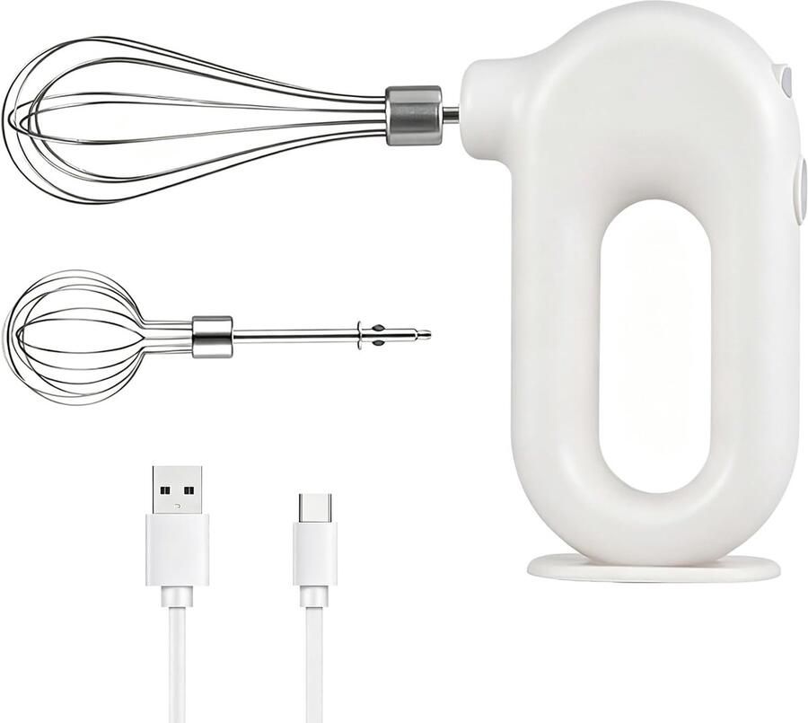 Thijox Draadloze Handmixer Elektrische Mini Eiklopper met 4 Snelheden USB Oplaadbaar 1500mAh Wit Perfect voor Keuken Bakken en Kloppen van Ro - Foto 1