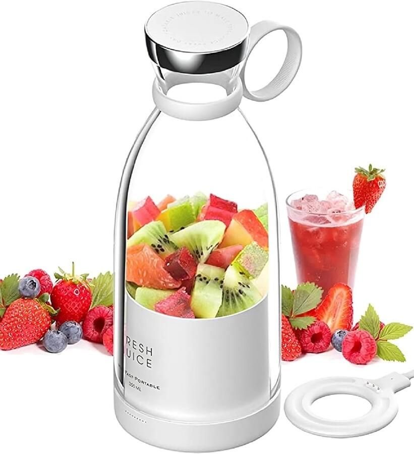 Thijox Draagbare Blender Smoothie Maker Oplaadbare USB Mixer Draadloze Fruitmixer voor Sport Camping en Fitness Compact en Lichtgewicht (Wit)