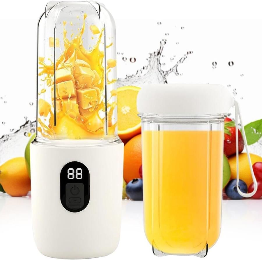 Thijox Draagbare elektrische sappers mini-mixer met LED-display 500 ml Draagbare blender voor sportschool kantoor camping Perfect voor milksha