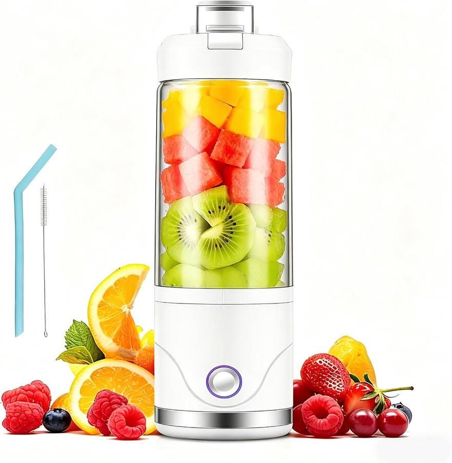 Thijox Draagbare Mixer en Smoothiemaker To Go 650 ml Draadloos en Oplaadbaar Mini-Blender voor Shakes Smoothies IJs en Bevroren Vruchten USB-C