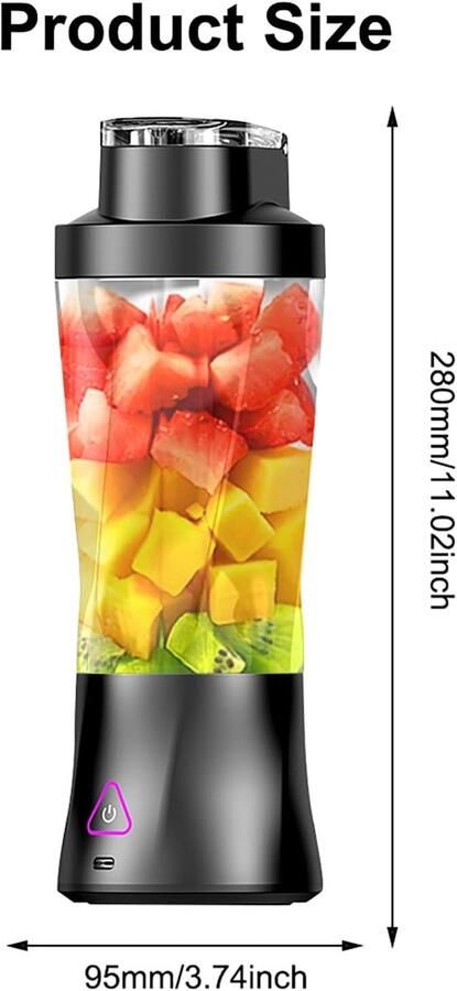 Thijox Draagbare Smoothiemachine 700 ml Krachtige Blender Mixer met 6000 mAh Batterij Ideaal voor IJs en Fruit BPA-vrij Lekvrij Deksel Per