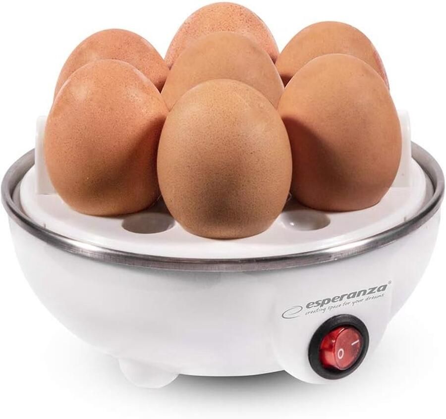 Thijox Eierkoker voor 1 tot 7 eieren met maatbeker auto inzetstuk schakelaar ideaal voor keuken feest en camping