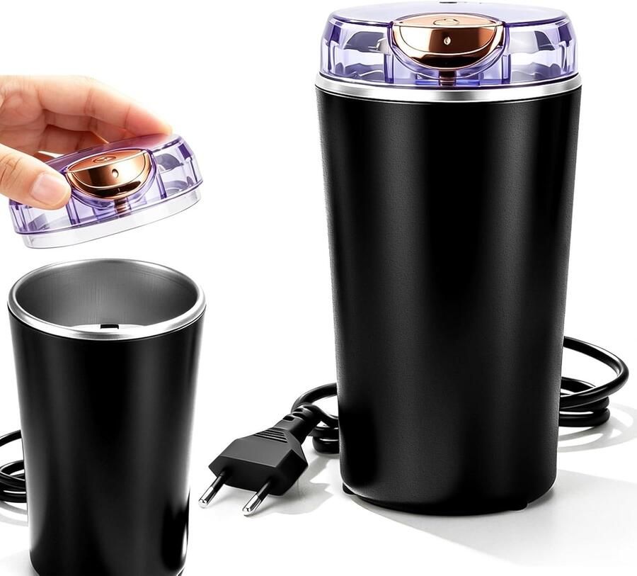 Thijox Elektrische Koffiemolen 250W voor Koffiebonen en Kruiden Roestvrijstalen Grinder met One-Touchbediening Compact en Makkelijk Schoon te Make