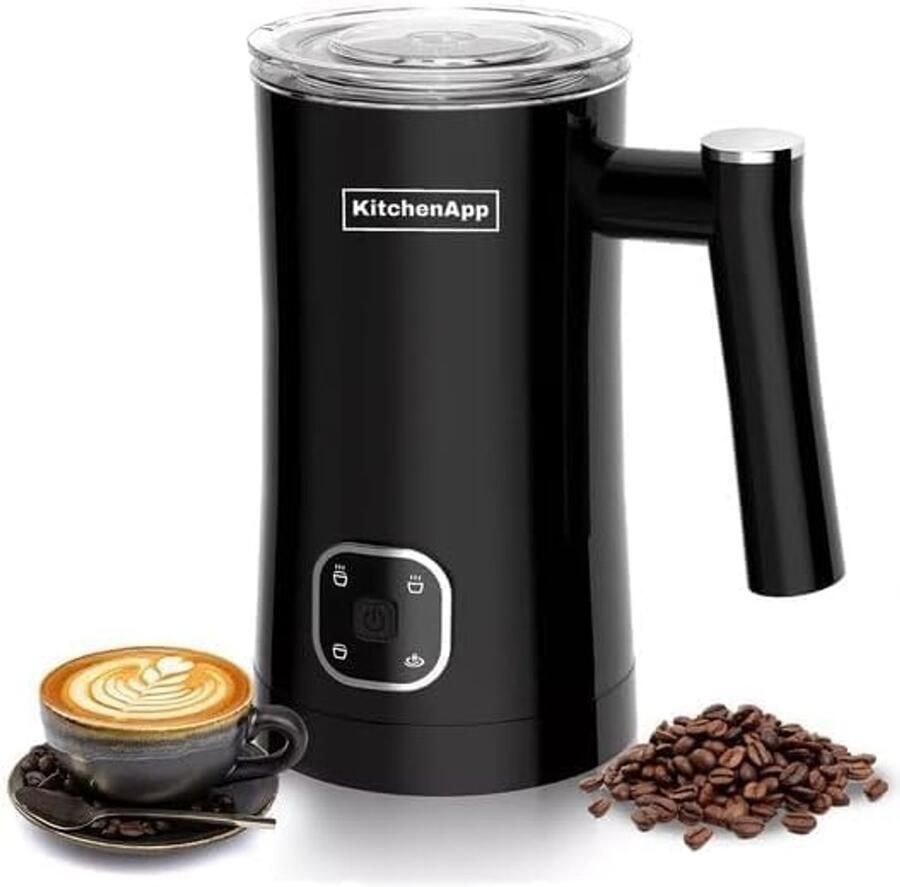 Elektrische Melkopschuimer Opschuimer Verwarming Koffie Bereiden Vier Functies 350 ml Zwart
