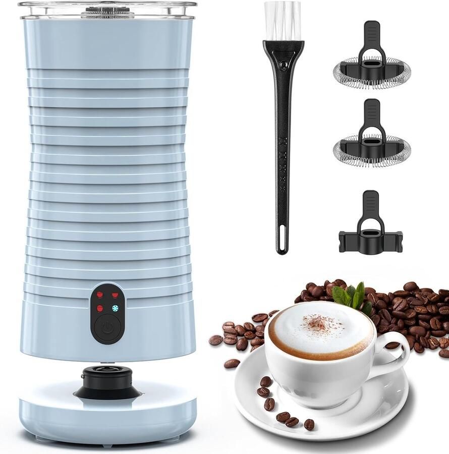 Thijox Elektrische Melkopschuimer 4-in-1 Automatische Melkschuimer Vrije Keuze Schuimsterkte Stille en Anti-aanbaklaag Blauw voor Keuken en Koff