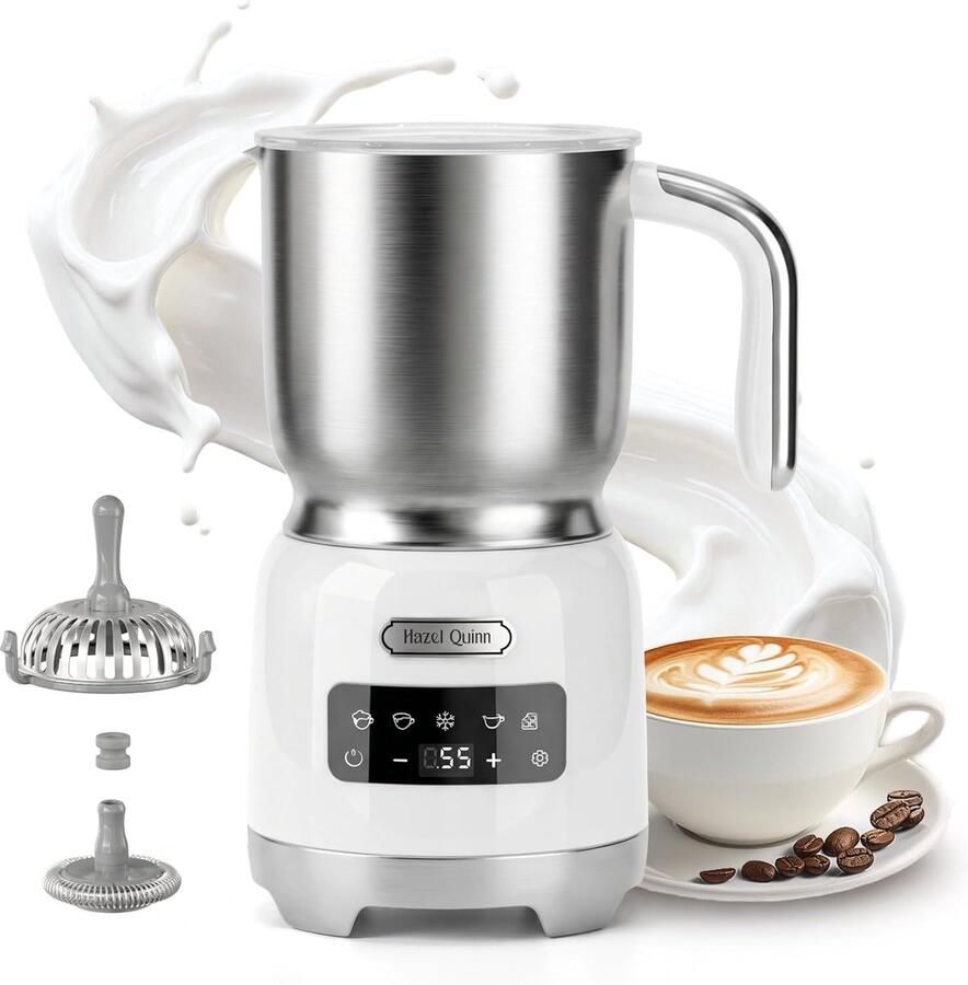 Thijox Elektrische Melkopschuimer 5-in-1 van Roestvrij Staal Multifunctionele Melkverwarmer Warme Chocolademachine met LED Touchbediening 400 ML