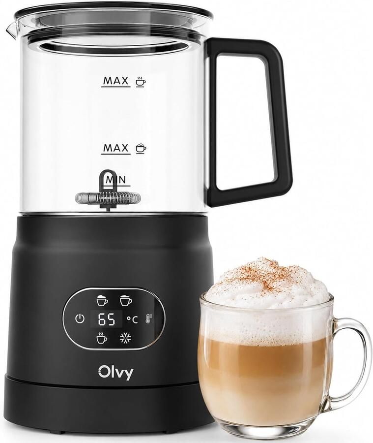 Thijox Elektrische Melkopschuimer 500W 3-in-1 Heet Koud Verwarmen Zwart Perfect voor Koffie Latte Cappuccino en Meer
