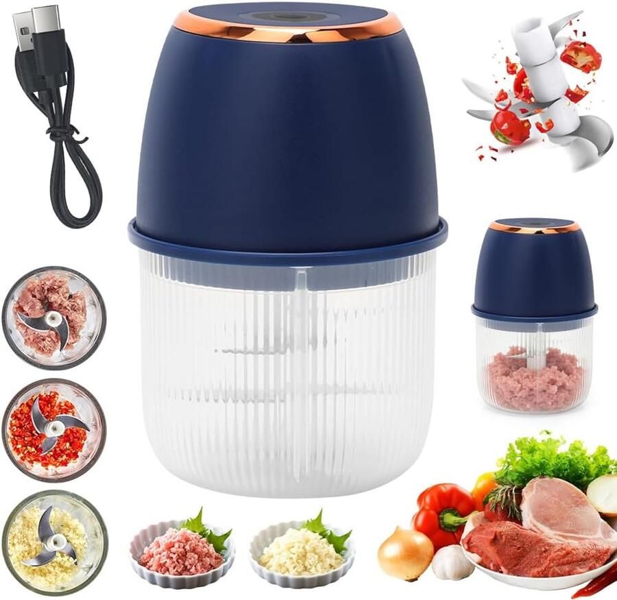 Thijox Elektrische Mini-Hakmolen 350 ml Groentesnijder Uiensnijder Snijden van Fruit Noten Vlees Knoflook Babyvoeding Draagbaar USB Oplaa