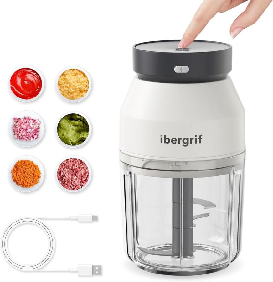 Thijox Elektrische Mini-hakmolen 400 ml USB-oplaadbare Hakmolen voor Keuken Draagbare Multifunctionele Hakmolen voor Groenten Fruit Vlees en V