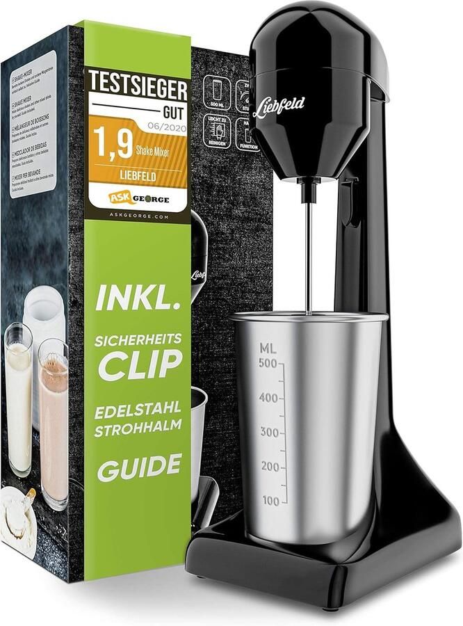 Thijox Elektrische Shaker en Staafmixer met 500 ml Roestvrijstalen Beker Perfect voor Eiwitshakes Melkshakes Frappe en Smoothies Ideaal voor F