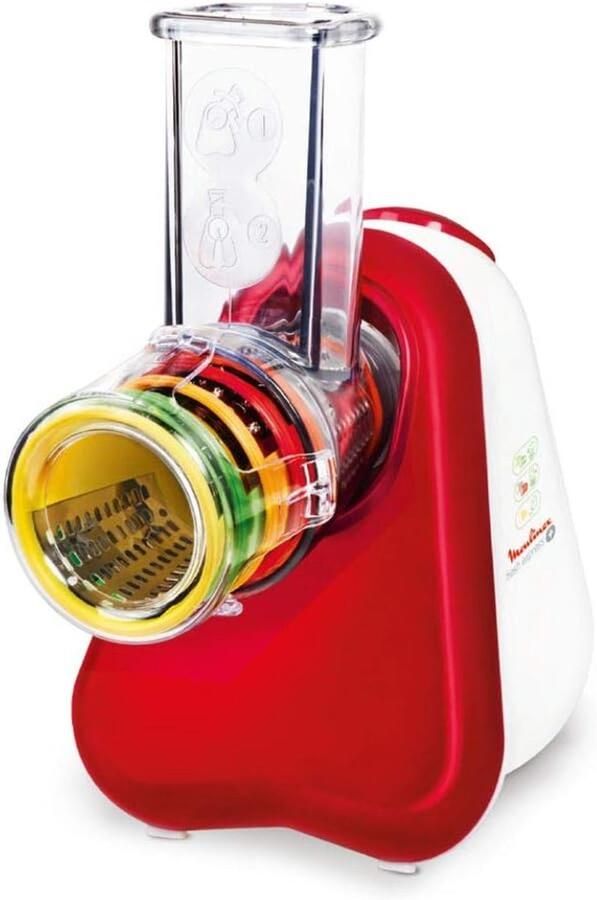 Thijox Elektrische Snijmachine Groentesnijder Fresh Express Plus 200 W Rood Wit 5 Inzetstukken voor Snijden Raspen en Fijnmaken van Groenten Fr