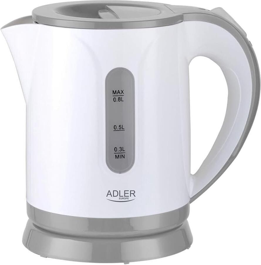 Thijox Elektrische waterkoker 0 8 liter grijs klassieke design veilig en automatisch uitschakelend ideaal voor keuken kantoor en slaapzaal