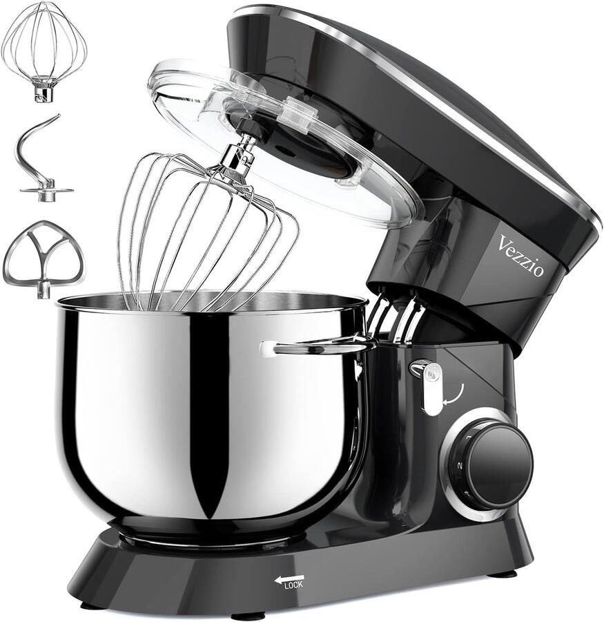 Thijox Foodprocessor Kneedmachine 1500W Geluidsarm 10 Snelheden 8 5L RVS Kom Kneedhaken Klopper Menghaak Zwart Ideaal voor Bakken en Koken