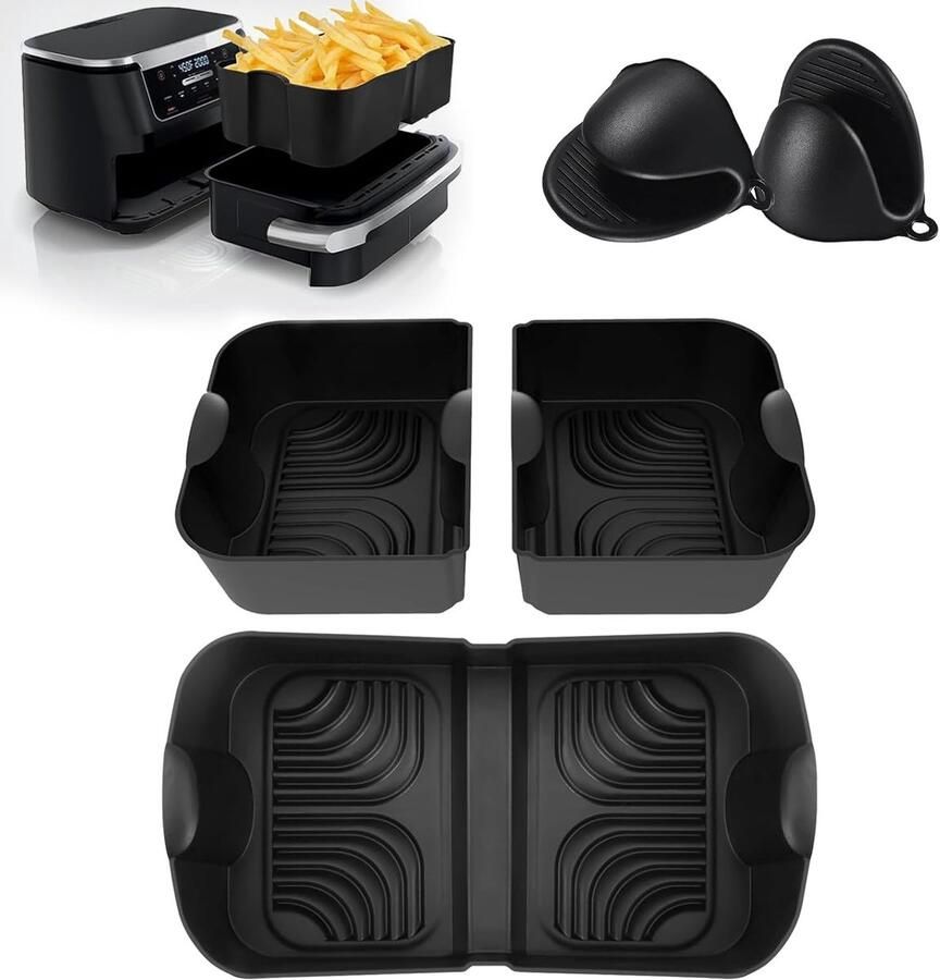 Thijox Heteluchtfriteuse Accessoireset voor Ninja Foodi Flexdrawer 10 4 l Verbeterde Siliconen Inzetstukken Opvouwbare Frituurvorm Herbruikbare