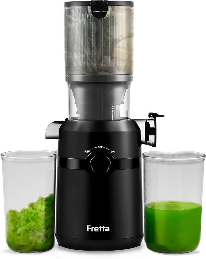 Thijox Koude Pers Sapcentrifuge Fretta Slow Juicer met 108 mm Opening 1L Inhoud 200W BPA-vrij Zwart Perfect voor Groenten en Fruit Eenvoudi