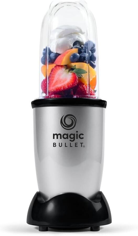 Thijox Magic Bullet Elektrische Blender Kleine Blender Basic Set van 3 200 Watt Grijs Voor Smoothies Sauzen Dips Pesto Taarten Keuken