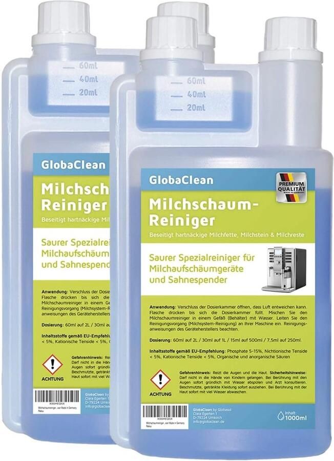 Thijox Melkschuimreiniger melksysteemreiniger voor koffieautomaten en koffiemachines vloeibare reiniger voor melkopschuimers 2 x 1 liter effecti
