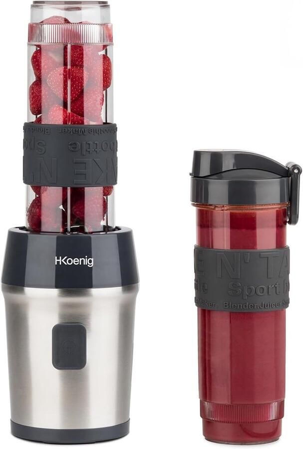 Thijox Mini Blender Smoothie Maker Compact SMOO9 570 ml BPA-vrij 300W Krachtig 2 flessen met reisdeksel 4 roestvrijstalen messen Zwart voor T