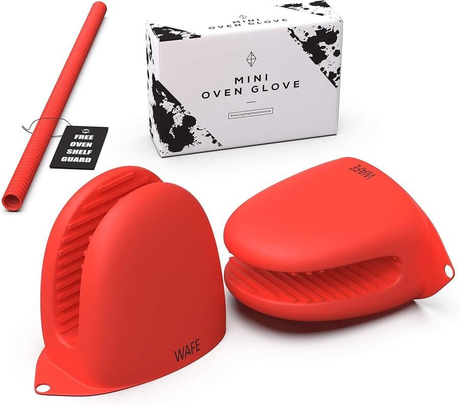 Thijox Mini Ovenhandschoenen voor Heteluchtfriteuse Hittebestendige Siliconen Vingergrijpers Keukenwanten Dubbele Hand Pannenhouder Ideaal voor