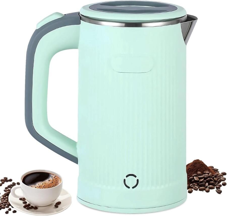 Thijox Mini-waterkoker 800 ml Roestvrij Staal Draagbare Reiswaterkoker Snel Koken in 5 Minuten Ideaal voor Camping Hotel en Reizen Groen