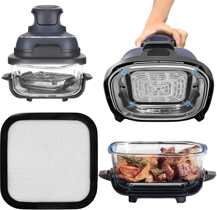 Thijox Oliespatbescherming voor Ninja Crispi Airfryer Magnetisch Hittebestendig Spatscherm Compatibel met FN101 Accessoires Keuken Gadget