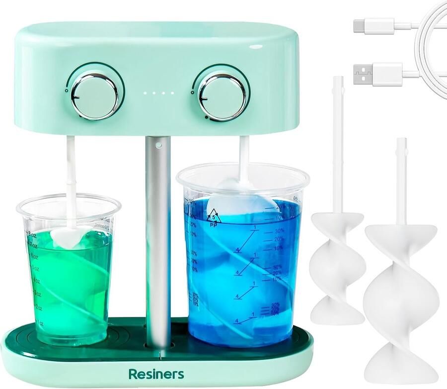 SnelShoppen Epoxy Resin Mixer Oplaadbare Dubbele Stirrer voor Epoxy Silicone Kleurmixen Zeepmaken Stepless Speed Minimal Blow Formation
