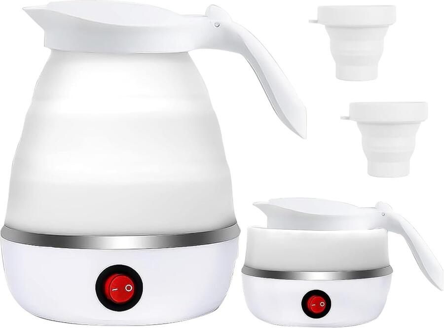 Thijox Opvouwbare Elektrische Reiswaterkoker 600ml Mini Waterkoker van Siliconen met Roestvrijstalen Bodem Draagbare Camping Waterkoker voor Reize