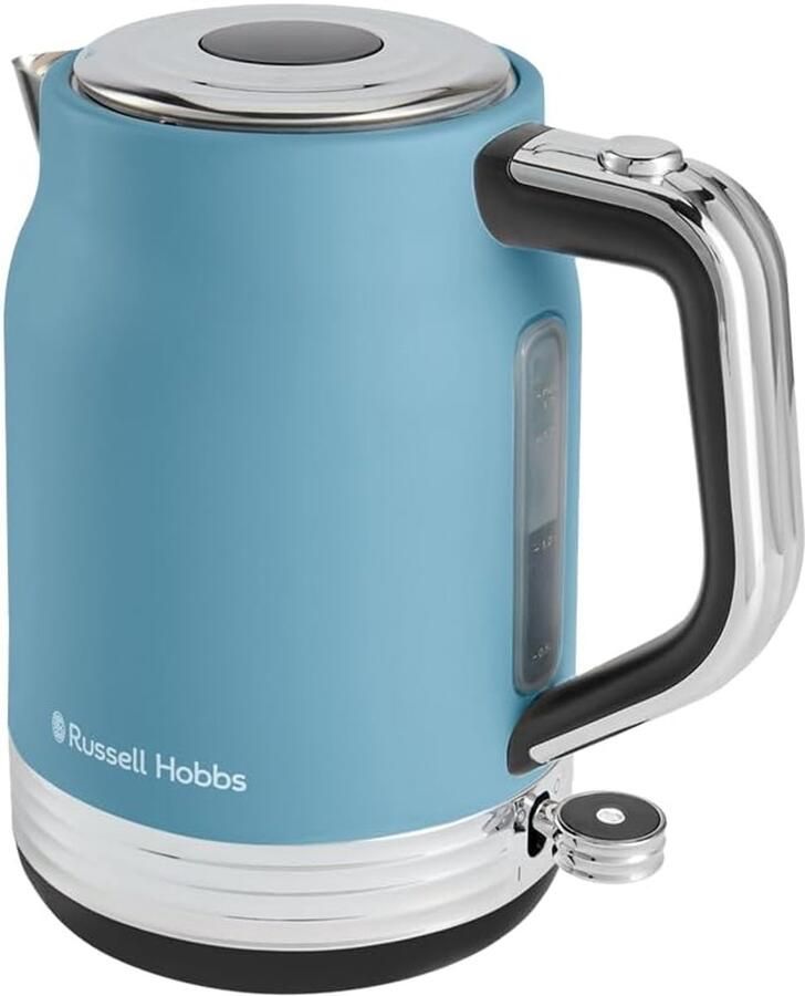 SnelShoppen Waterkoker Retro Blauw 1.7L 2400W RVS Vintage Design Perfect Pour 360° Voet Snoeropberging Energiezuinig voor Keuken