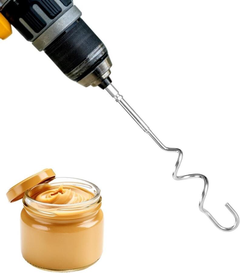 Thijox Roestvrij Staal Handmixer Opzetstuk voor Snoerloze Boormachines Ideaal voor Room en Pindakaas Mixen Stijl 3 Keukenaccessoire Zilver