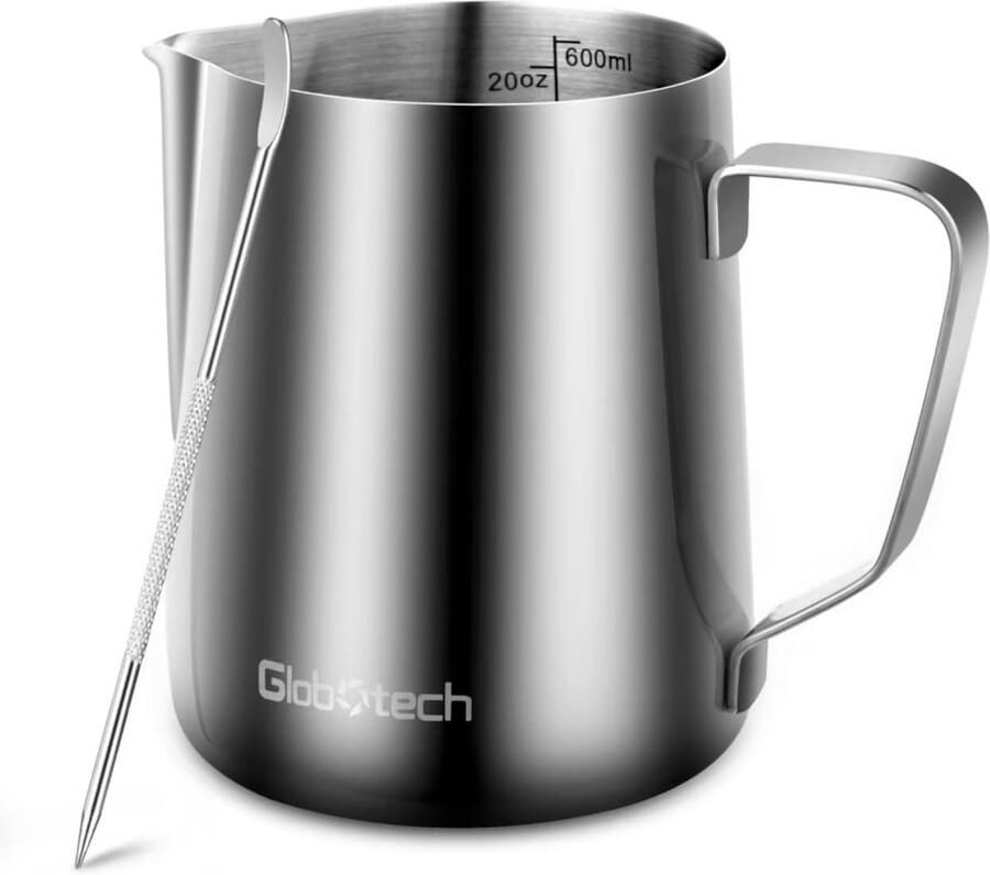Thijox Roestvrijstalen Melkopschuimer 20oz Espresso Stoom Pitcher voor Latte Art en Cappuccino Duurzaam en Vaatwasmachinebestendig Perfect voo